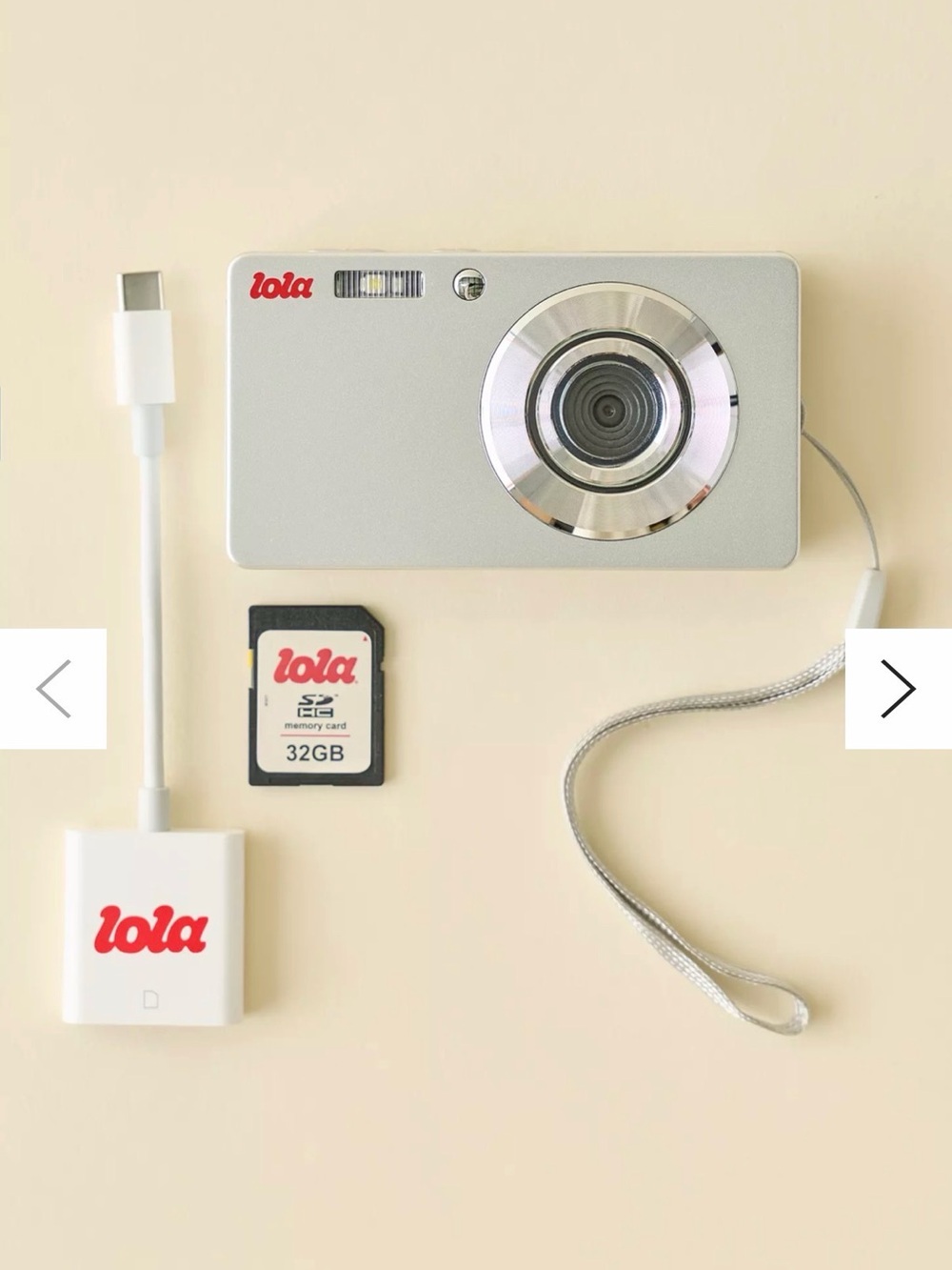 lola Silver Compact Digital Camera with 32GB SD Card
